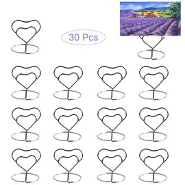 Bhina Pack of 30 Heart Card Holders, Wedding Place Card Holder, Photo Holder, Clip Heart Card Holder, Metal Photo Card Holder, for Restaurant, Wedding, Party, Business Card, Menu, Table Number