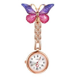 OIDEA Nurse Watches for Women: Butterfly Brooch Nurse Watch Clip On Fob Watch Easy to Read Quartz Lapel Watch Hanging Pocket Watch for Doctor Nurse Style d