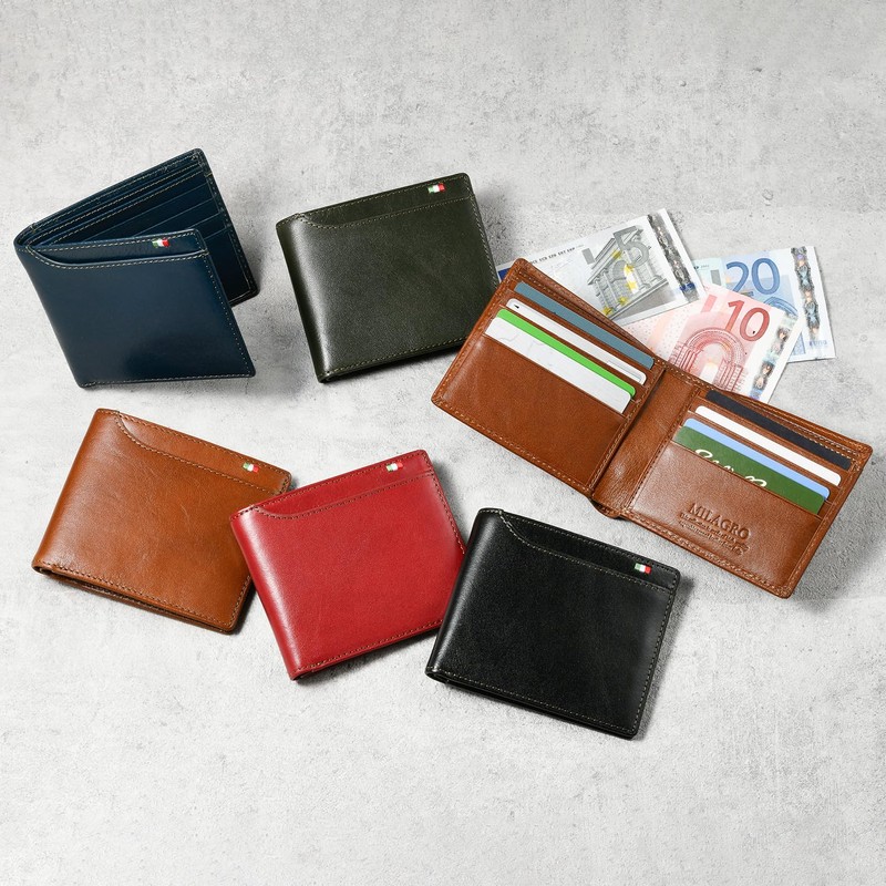 Milagro CAS2164 Tamponato Leather Bifold Wallet (No Coin Pocket) (Wallet,