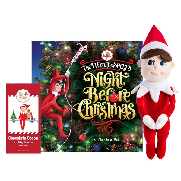 The Elf on the Shelf Night Before Christmas Book Plush Pal and Hot Chocolate Gift Bundle Set - Boy Plushee Pal, Hot Cocoa and Night Before Xmas Book