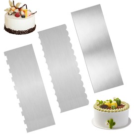 KWJEIULSOQ 3 Stück Tortenschaber, Tortenspachtel, Kuchenschaber aus Edelstahl, Kuchen Glatter Schaber, Werkzeuge zur Herstellung von Sahnetorten, Sahnespatel aus Edelstahl für Buttercreme DIY Werkzeug