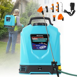 Moongiantgo Battery Powered Backpack Sprayer 5.3GAL, Effortless Mixing&Spraying Garden Lawn Sprayer Dual Pump, 78-101PSI Adjustable Pressure Sprayer with 6 Spray Nozzles for Gardening Weeding Cleaning