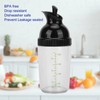 Salad dressing shaker, with measuring scale, removable mixing disk and