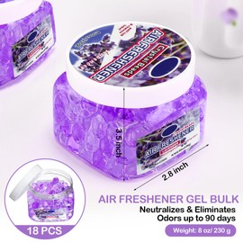 Dansib 18 Pcs Air Freshener Gel Bulk Odor Eliminator Gel Beads Odor Removing Gel Long Lasting Air Freshener Beads Eliminates Odors in Bathrooms, Cars, Boats, RVs and Pet Areas 8 Ounce (Lavender)