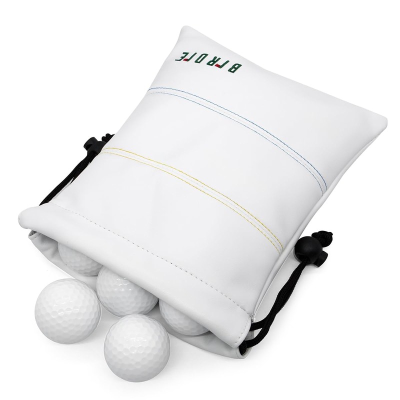 Aliennana Golf Valuables Pouch, Leather Golf Tee Pouch with Drawstring