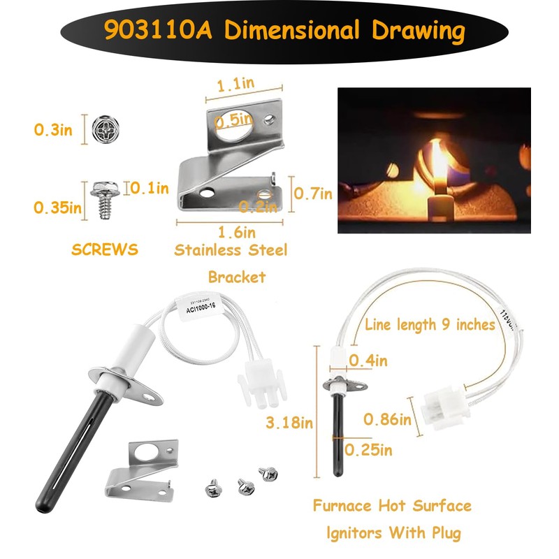 903110A 903110 (Reinforced) 115 Volt Universal Furnace Hot Surface Ignitors