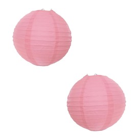 Pack of 2 Coloured Wire Paper Lantern Shade Pendants (12inch 30cm Dia) (Navy Blue) (Pink)
