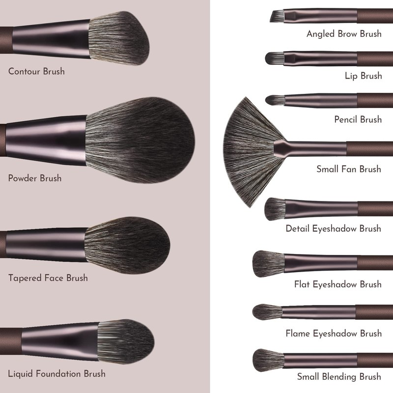 12 Piece Make Up Brush Set Premium Synthetic Bristles Foundation