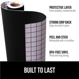 GORILLA GRIP Peel and Stick Paper, Removable Cover for Books, Shelves, Countertops, Drawers, Cabinets and Crafts, Easy Install Kitchen Decor, Shelf, Drawer, Cabinet Liners, 11.8 in x 10 FT Jet Black