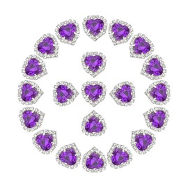PATIKIL 30PCS Heart Rhinestones, Sew on Rhinestones Buttons Crystal Heart Nail Charm Embellishment Flatback Diamond for Sewing DIY Clothing Wedding, Dark Purple