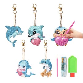 WUFGWBD 5 Pieces Of Dolphin Keychains, Children'S Diamond Keychains, Diy Pendants, Cute Cartoon Pendant Gifts