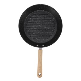 Round Frying Pan Universal Nonstick Flat Bottom Iron Grill Pan for Meat Steak Fish Breakfast