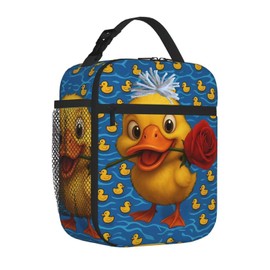 Cute Lunch bags for women men Adults work,Funny duck Lunch Bag Cooler Tote Reusable Insulated Lunch box Container for Office Picnic Travel(Yellow duck)