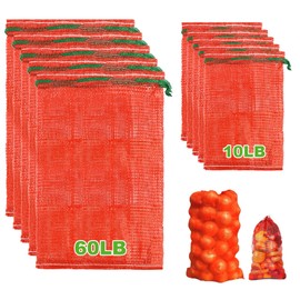 10 Pcs 2 Size Onions Bags,5pcs 10 lb Mesh Produce Bags,5Pcs 60 lb Extra Large Potato Storage Bags,Reusable Vegetable Storage Bags with Drawstring,for Onions Potatoes Citrus