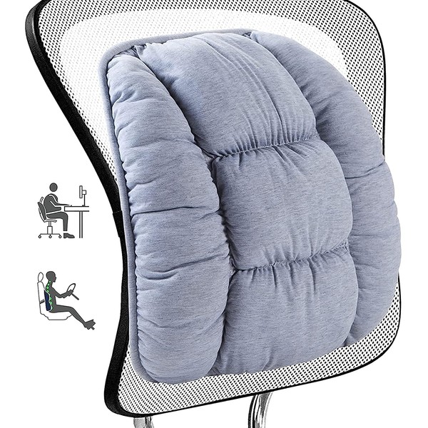 Big Hippo Lumbar Cushion - Soft Lumbar Support Back Cushion Back Support Cushion Relief Back Pain Universal for Car, Office Chairs & Home