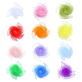 Pack of 12 Juggling Cloths, Chiffon Cloths for Dancing, Juggling, Sensory, Dance Cloths, 60 x 60 cm, Nursery Children's Show & Adult Performance Dance Cloths Scarves