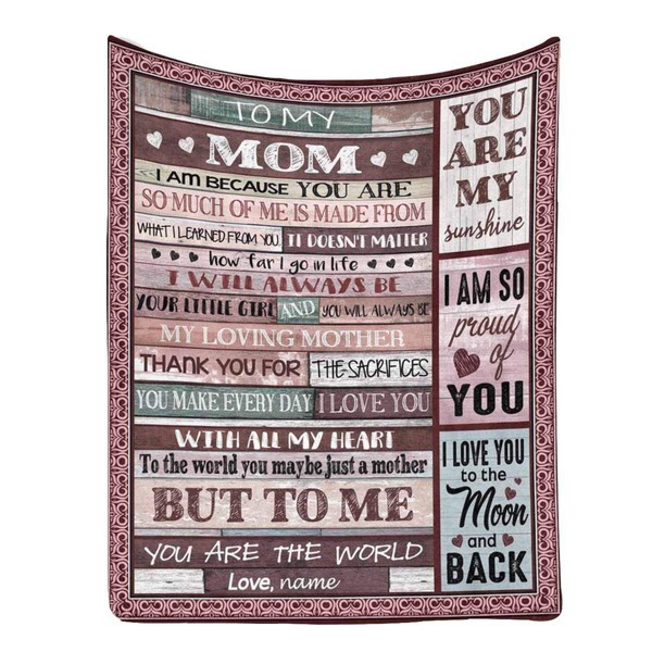 InterestPrint Personalized Name Blanket Love Letter to My Mom from Son or Daughter, I Will Always Be You Little Girl Soft Warm Bed Blanket Gift,30 x 40 inch, Multi #9