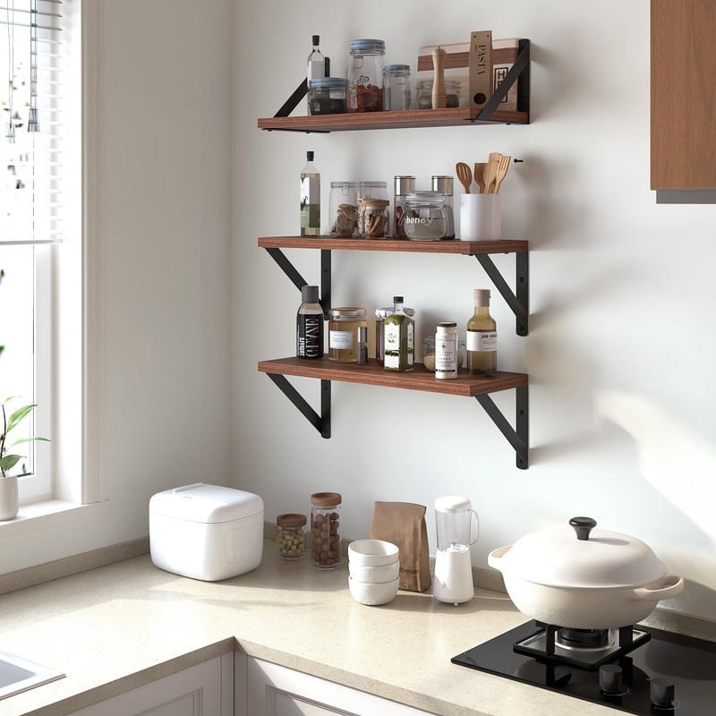 Heimlove Floating Shelves for Wall, 16 Inch Long Wood Floating