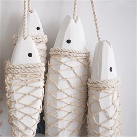 OECECR Antique Wood Fish Vintage Decor Ornament Wall Hanging Hand Carved Wooden Fish Decorations for Home Nautical Theme - Small