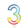 Vibrant Rainbow Border Number "3" Birthday Candle - Multicolored &