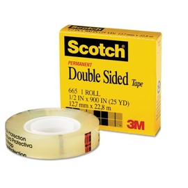 (3 Pack Value Bundle) MMM66512900 Double Sided Office Tape, 1/2" x 900", 1" Core, Clear