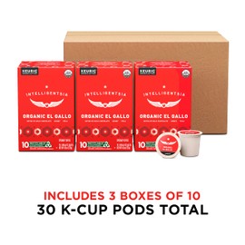 Intelligentsia Coffee, Light Roast K-Cup Coffee Pods for Keurig Brewers - Organic El Gallo 30 Count with Flavor Notes of Milk Chocolate, Honey and Cola (3 Boxes of 10 K-Cup Pods)