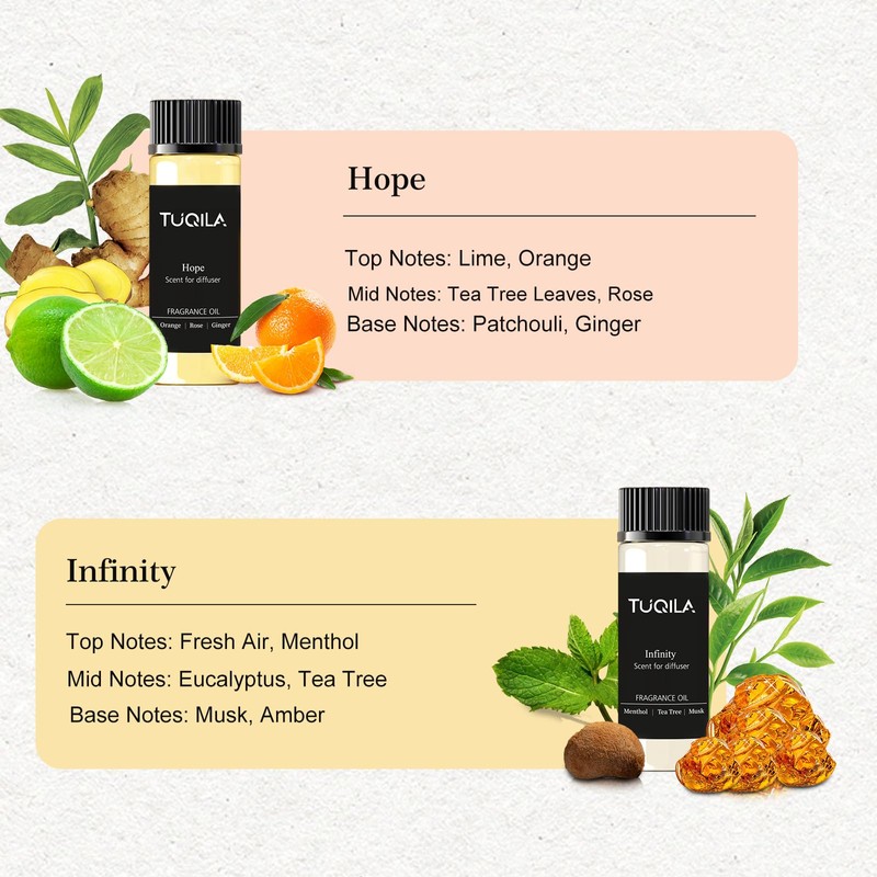 Tuqila Waterless Diffuser Essential Oil Set(6X 20mL), Hotel Luxury Aroma