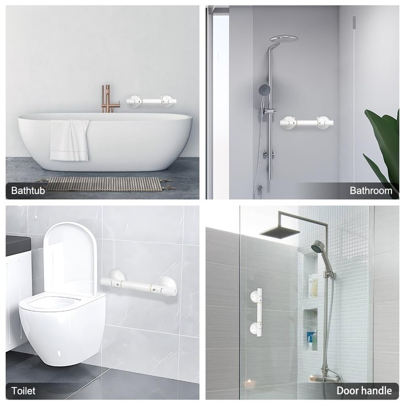 HOTUT Shower Handle Suction Cup Large Shower Grab Rail with