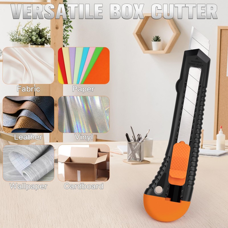 Tifical Retractable Utility Knife, 4 Pack Box Cutters with 18mm