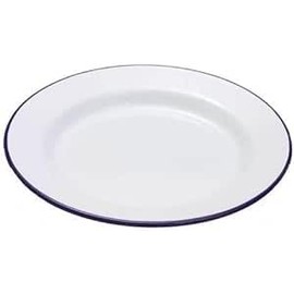 Lucaro Pack of 2 Enamel Pie/Dinner Plate 24cm -Perfect for Apple pies White Vintage Design, Suitable for Oven and Stove, Dishwasher Safe, Tray, Tin