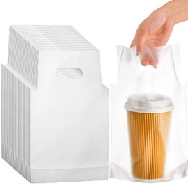 Milk Tea Packaging Bags 100 Pack 700ml Hand Bag Cup Holder Beverage Milk Tea Packaging Bags Disposable Cola Coffee Single Cup Bag Storage Bags Leak Proof Take-Out Drinks Convenient To Carry Disposable