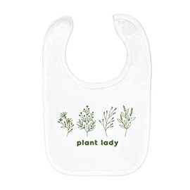 Fabulous Baby Bib Organic Cotton Plant Lady Minimalist Ecology Plant Nature, White
