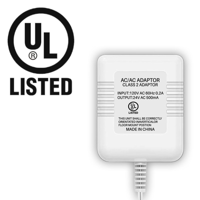 UL Certified Thermostat C Wire 24V Transformer, White Adapter Compatible