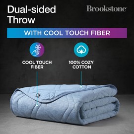 Brookstone Cooling Comfort Throw - Innovative Cooling Dual-Sided Throw - Oversized Cool Blanket for Hot Sleepers - Cooling Blankets for Sleeping - Nylon and Polyethylene Cooling Blanket - Faded Denim