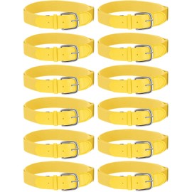 Hercicy 12 Pcs Baseball Belts Softball Belts Bulk for Adult and Youth Adjustable(Adult Size,Yellow)
