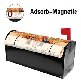 Hello Fall Dog Mailbox Cover 25.5x21 Inch, Autumn Maple Leaf Post Letter Box Covers, Harvest Thanksgiving Magnetic Waterproof Mail Wraps for Outdoor Yard Garden Oversized Mailbox Decor