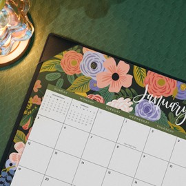 Desk Calendar 2025 with Desktop Mat, Cabbrix Large Desk Pad Calendar 22 x 17 Inch Cover 12 Months Runs From January 2025 to June 2026, Floral Design Calendar 2025 for Home School and Office (Black, 22 x 17")