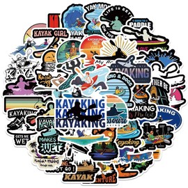 Kayak Kayaking Stickers |50 Pcs Canoe Kayaker Waterproof Vinyl Decals for Water Bottles Bicycle Laptop Refrigerator Luggage Computer Mobile Phone Skateboard Bike Décor