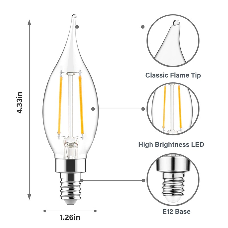 Sengled E12 LED Bulb Dimmable, Candelabra 60W Equivalent, CA10 Flame