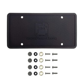Silicone License Plate Frame Back Guard Holder Rust-Proof Rattle-Proof Weather-Proof + Black Aluminum Screw On Caps Hardware