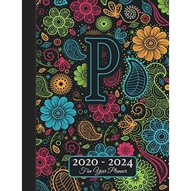 Five Year Planner: Monogram P Voodoo Style Binding I Your Initials Motivational Bullet Planner I 5 Years Appointments, Family Events, Log Book Business I Agenda & Schedule Journal I Christmas Gift