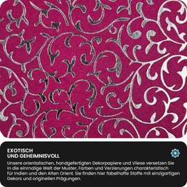 Netuno sheet of decorative paper, 180 x 250 mm, handmade, 150 g, oriental look, ideal for invitations, weddings, christenings, Christmas, crafts 5 Blatt Amarant with lace pattern in silver