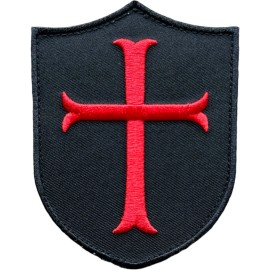 KNIGHTS TEMPLAR CRUSADER CROSS SHIELD BLACK OPS RED TACTICAL HOOK MORALE PATCH