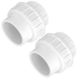 Yharnamite 2 Pcs 2" PVC Union Coupling Pipe Fitting (Socket x Socket), 2 Inch PVC Slip Union Adapter, Coupling Schedule 40, EPDM O-Ring for Swimming Pool and Outdoor Plumbing Applications