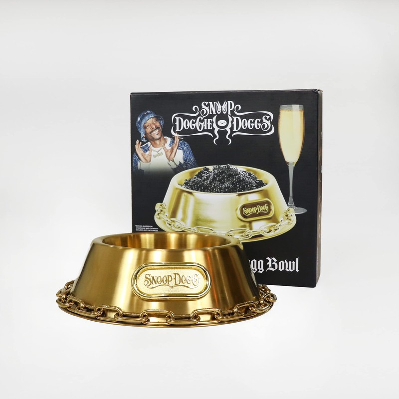 Snoop Doggies Doggs Deluxe Off The Chain Pet Bowl, Gold,