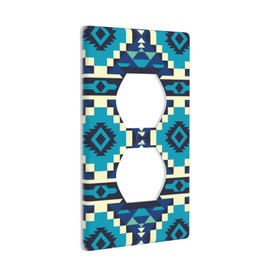 Native Southwest American Indian Aztec Decorative Outlet Cover -1 Gang Outlet Cover - Light Switch Plate Cover Electricity Receptacles Plates For Kitchen Bedroom Living Room-4.5 * 2.76Inches