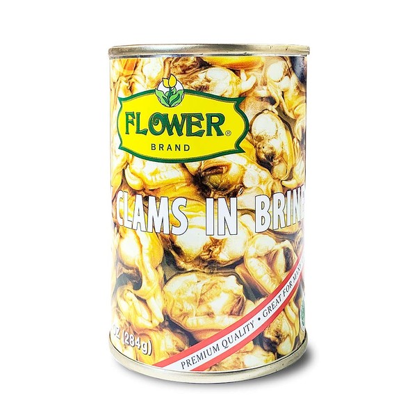 Flower Brand Baby Clams in Brine 10oz Canned Clams, High Protein, Keto Food and Keto Snacks, Gluten Free, Canned Food（Pack of 6）