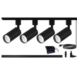 Bravsekai GU10 LED Track Lighting Kit, 10W Track Light Heads with 3.28FT H Track Light Rail 4PCS Ceiling Spotlight Fixture for 3000K/4000K/6000K GU10 Bulb, Bulbs Excluded
