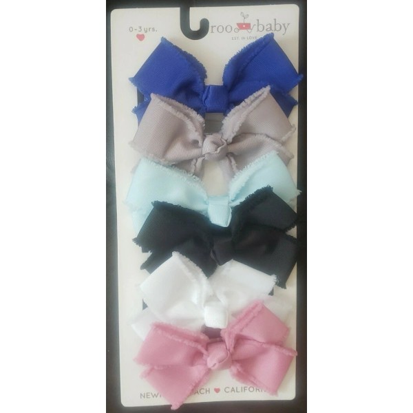 Roo Baby Fringe Elastic Bow Headbands Set Of Six