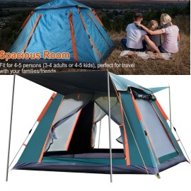 4-5 Person Pop Up Tents Waterproof Windproof Instant Tent for Camping Hiking